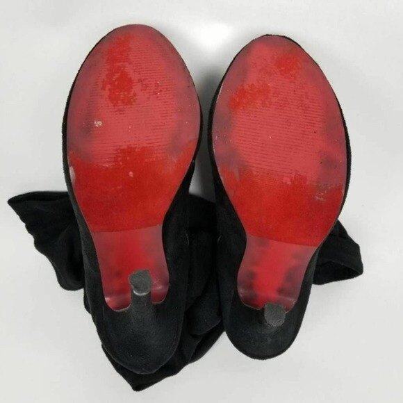 Ami Club Wear Louis Knee High Heel Tall Boots Black Size 6 Red Sole - Picture 6 of 9